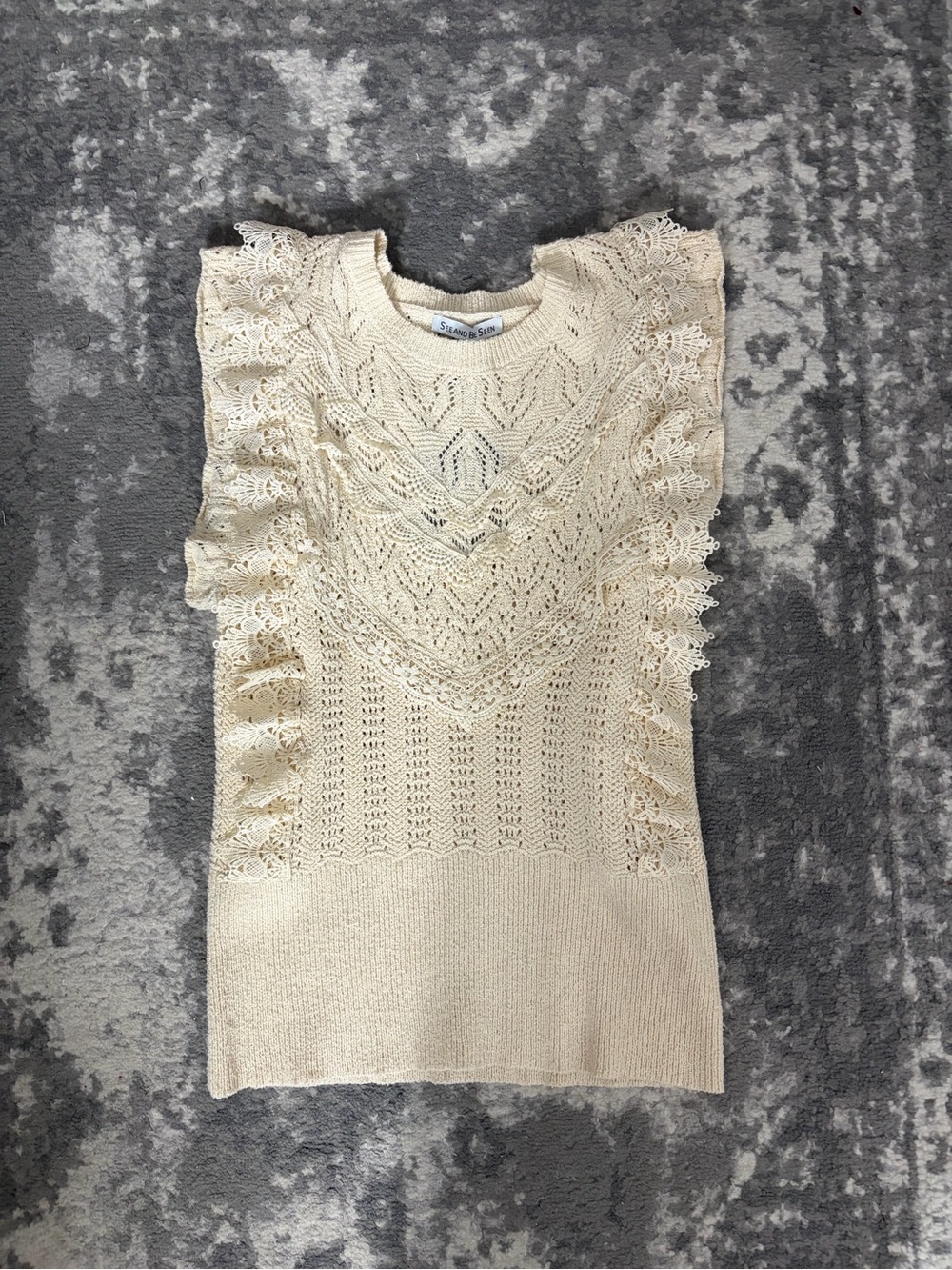 Boutique Sleeveless Cream Textured Knit Top